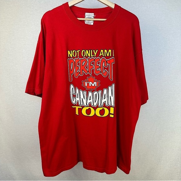 Vintage Perfect Canadian Funny Short-sleeve T-shirt Red Yellow Men’s XL - Picture 2 of 4